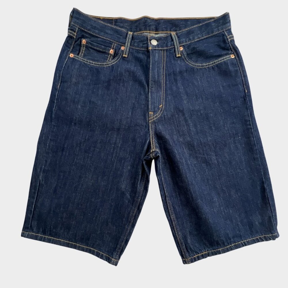 Levis 469 Loose Fit Shorts Mens 32 Blue Dark Wash Denim Jean Jorts Casual Skater